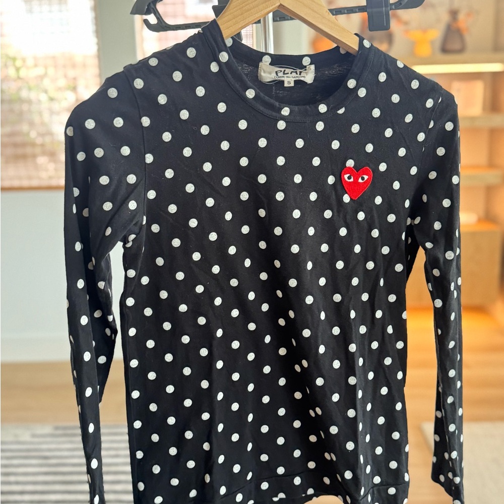 Comme des Garcons Kids Long Sleeve Shirt - Black and White Polka Dots